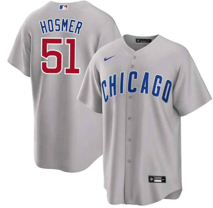 Men's Chicago Cubs #51 Eric Hosmer Gray Cool Base Stitched Jersey